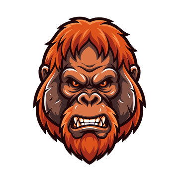 Angry orangutan head mascot vector illustration