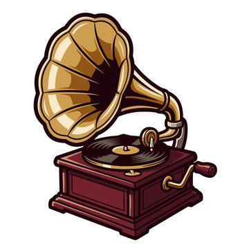 Antique gramophone phonograph retro vector illustration