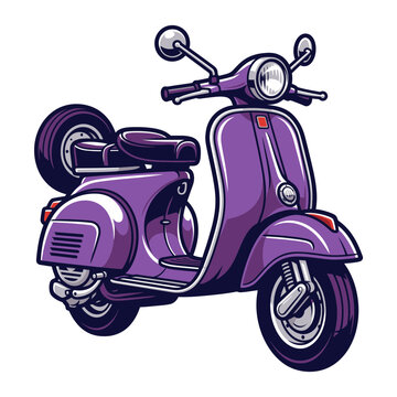Purple classic motor scooter retro vector illustration