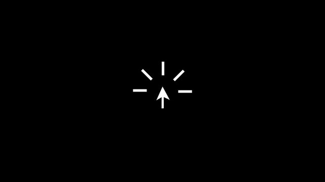 animated cursor arrow click interaction with trim path lines disappearing, ui interface button click animation.