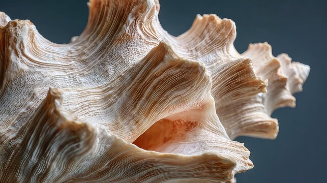 Detailed Close-Up of Spiral Shell with Intricate Patterns and Textures