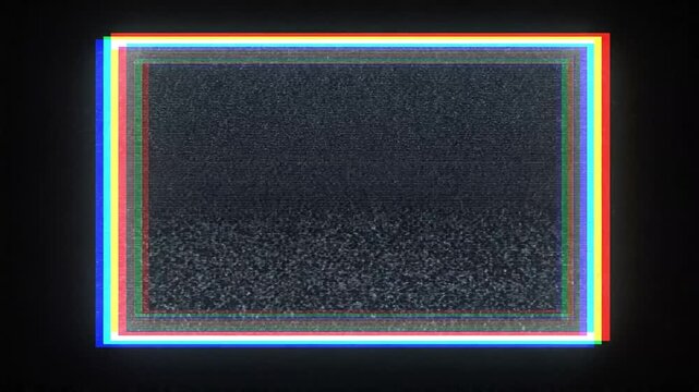 Abstract digital glitch border video loop featuring colorful RGB distortion on black background.