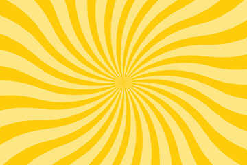 Fototapeta premium Yellow curved sunburst background with a comic book ray pattern