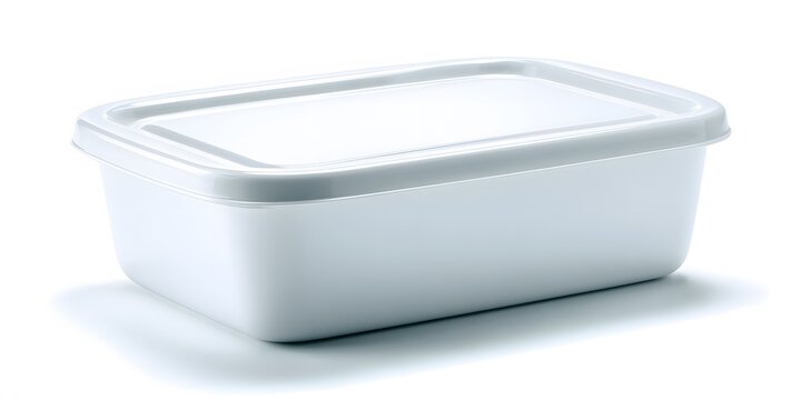 Rectangular white food storage container with snapon lid