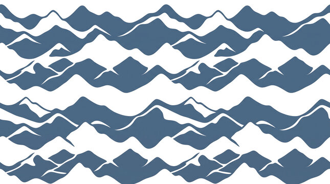 Seamless graphic pattern featuring an abstract blue-grey mountain range, ideal for modern design backgrounds, textiles, and nature-themed digital art projects