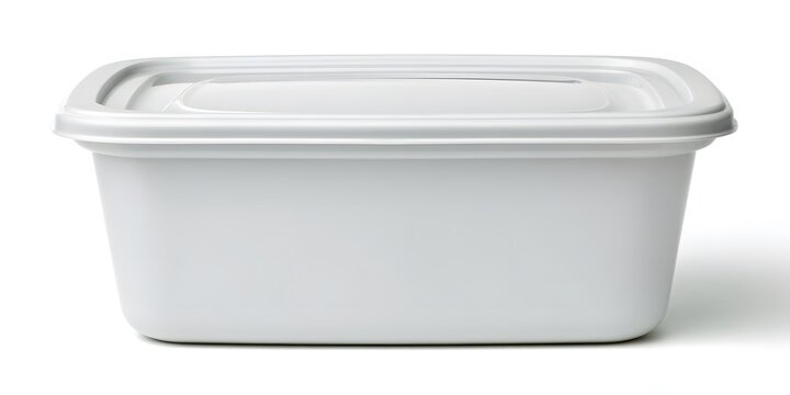 A rectangular food container with a lid for storage is shown on a clean white background.