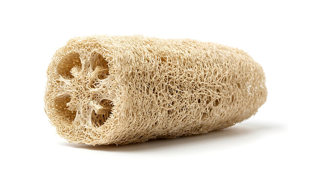 Natural eco friendly loofah sponge isolated on white background