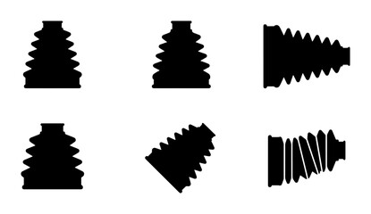 Naklejka premium CV Joint Boot Icons, Automotive Dust Cover Vector Set, Black Bellows Graphics