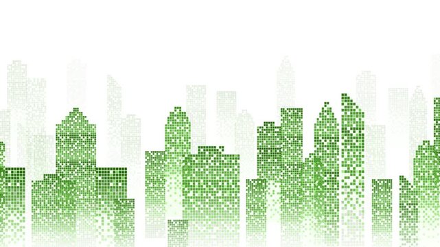 Digital Green Cityscape Skyline Representation 4K
