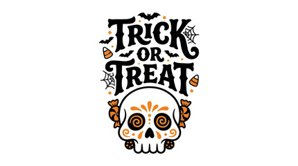 Fototapeta premium Day of the dead skull trick or treat isolated on transparent