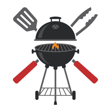 Labor Day BBQ Grill Flat Vector Icon