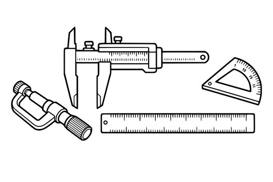 Engineering Measuring Instruments Collection Black and White Vector SVG