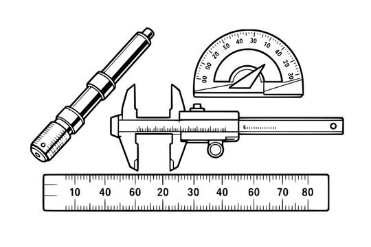 Engineering Measuring Instruments Collection Black and White Vector SVG