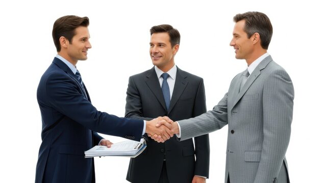 Businessmen shaking hands during formal agreement