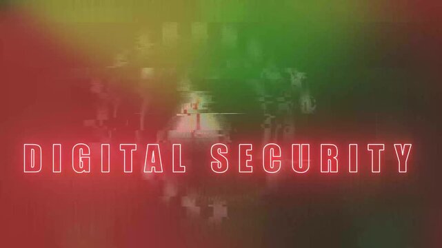 Red digital security warning sign with exclamation mark on green binary code background red warning sign