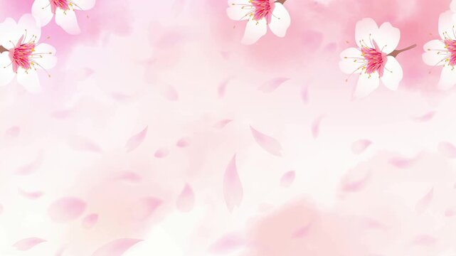 Soft Cherry Blossom Petals Falling 4K