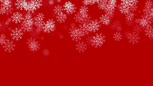 Snowflakes falling on vibrant red 4K