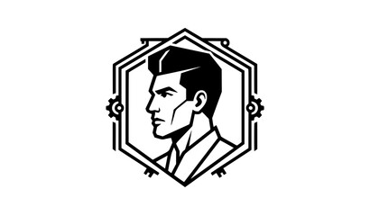 Fototapeta premium Male Avatar Head and Shoulders Hexagon Emblem Vector