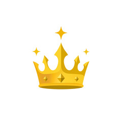 Golden royal crown vector illustration isolated on white background with glowing stars, concept of leadership, success, and majesty © rejaul