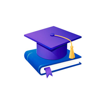 A beautifully rendered 3D icon depicting a graduation cap and a textbook, encapsulating the journey of learning, the celebration of academic milestones, and the foundation of future aspirations