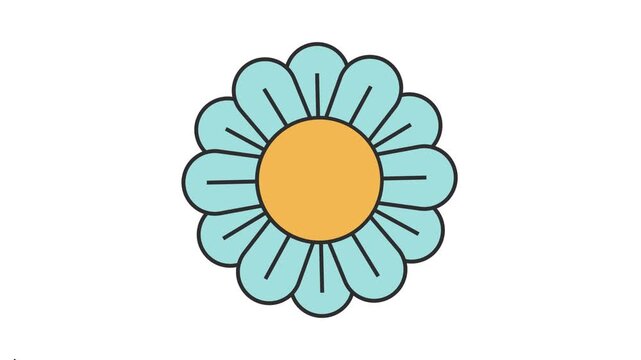Stylized blue flower icon with orange center, a fresh vector graphic for spring and nature themes