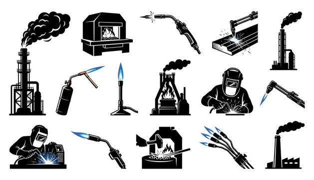 Set of welding and industrial icons