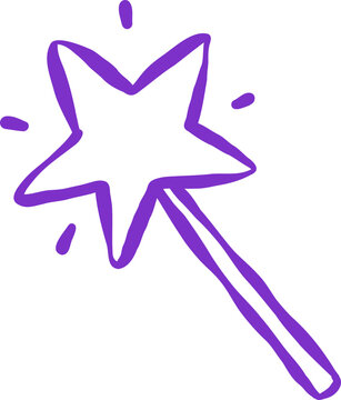 Hand drawn Magic Star Wand Outline Illustration
