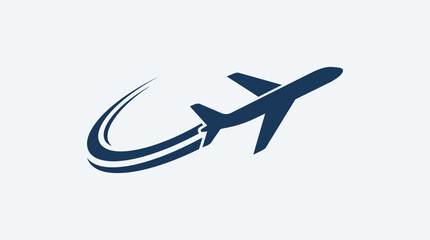 Airplane silhouette icon with flight path trail for travel and aviation design projects. © ASIB