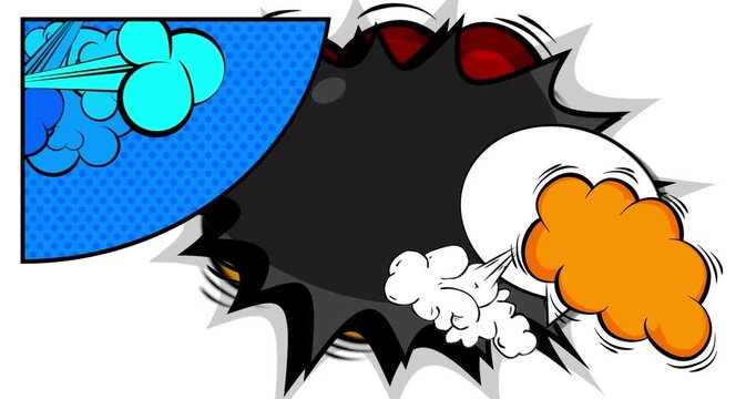 Cartoon background animation, comic book backdrop video. Retro comics pop art design.