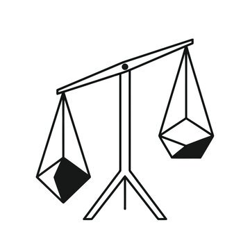 Balance scale with geometric shapes