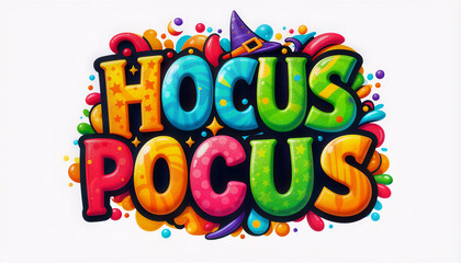 Fototapeta premium Hocus Pocus fun childish party colorful style illustration