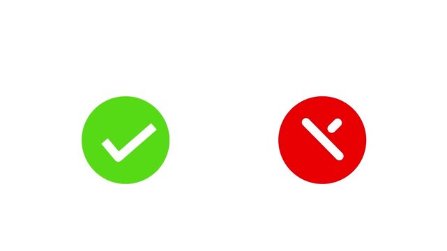 Yes and No Decision Icons with Green Checkmark and Red Cross Representing Approval, Rejection, Choice, Confirmation, Acceptance, Validation, and Decision Making