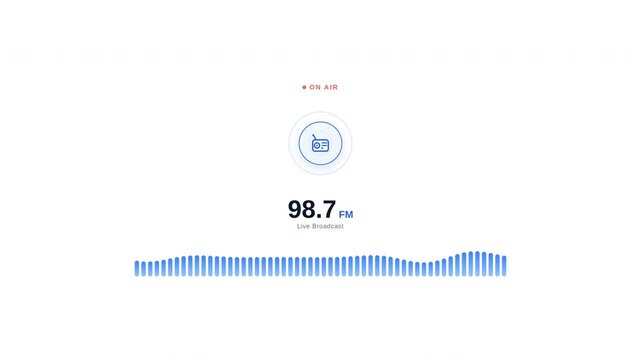 Radio FM signal wave live broadcast vector illustration video footage in white 