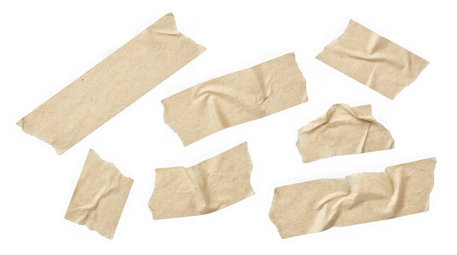 Set of beige masking tape strips for scrapbooking and craft design.
