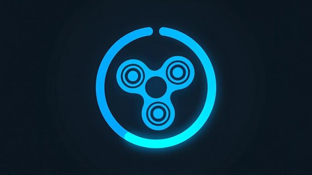 Neon Glowing Fidget Spinner Symbol Design Featuring Dynamic Circular Motion Elements for Modern Digital Interface Elements 4-silent