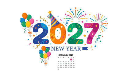 Fototapeta premium 2027 New Year Celebration Calendar Graphic Design