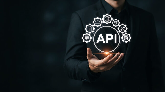 API application programming interface concept held by businessman hand