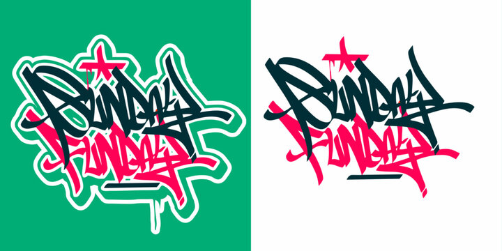 Graffiti Tagging Sunday Funday Typography Bold illustration