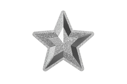Hollow silver metallic five pointed star isolated on transparent background
