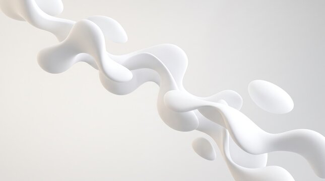 Smooth White Fluid Geometric Blobs Abstract Background