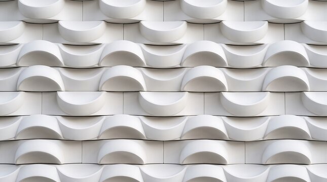 Alternating White Half-Cylinders Geometric Pattern Background