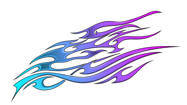 Blue and Purple Tribal Flame Decal Graphic for Vehicle Styling