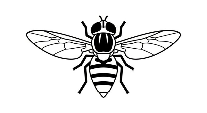 Black and white bee illustration insect.