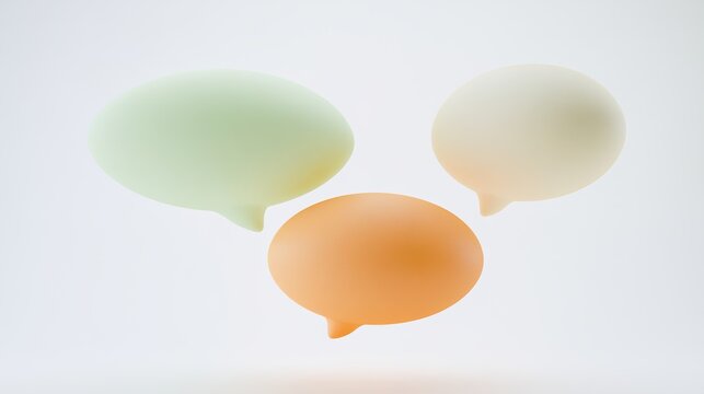 psychology. Floating thought bubble shapes in soft pastel colors, symbolizing abstract communication. wellbeing guides, coaching materials, designed for coaching and self-improvement content.