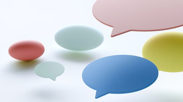 psychology. Floating thought bubble shapes in soft pastel colors, symbolizing abstract communication. wellbeing guides, coaching materials, designed for coaching and self-improvement content.