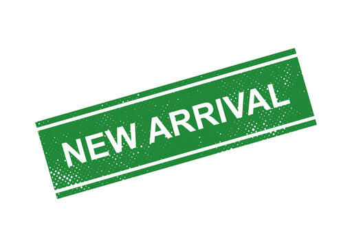 New arrival green badge with white text isolated on transparent background