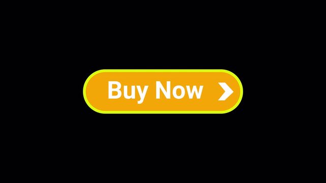Buy now button with arrow icon sign animation on transparent background.