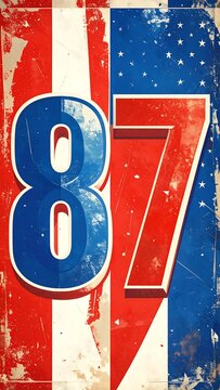 Vintage American Flag Style Number 87 Graphic Design.