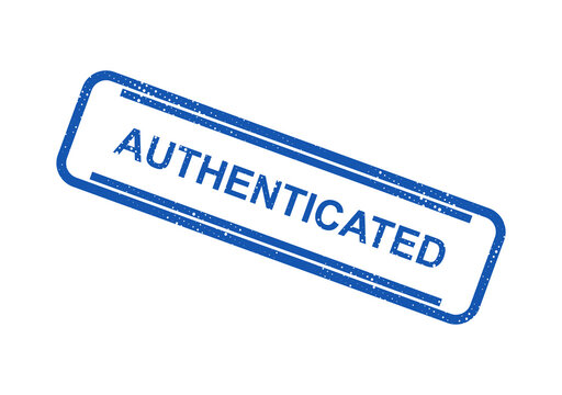 Red authenticated stamp on transparent background isolated on transparent background