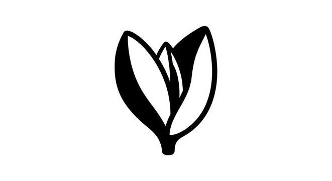 Simple Black Leaf Icon Illustration.